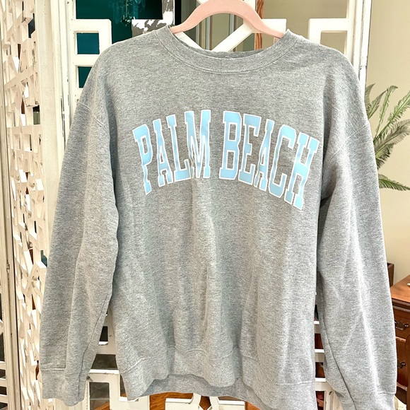 ☀️🏝️Palm Beach Gray & light blue Sweatshirt - Picture 1 of 2